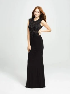 Madison James - 19-121 Sheer Embroidered Jewel Evening Gown Formal Gowns