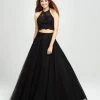 Madison James - 19-122 Embroidered Illusion Halter Tulle Gown Formal Gowns