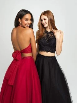 Madison James - 19-122 Embroidered Illusion Halter Tulle Gown Formal Gowns