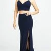 Madison James - 19-123 Crop Top Sheath Skirt With Slit Jersey Dress Formal Gowns 1 Madison James - 19-123 Crop Top Sheath Skirt With Slit Jersey Dress Formal Gowns