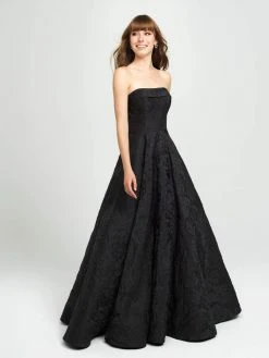Madison James - 19-124 Strapless Floral Brocade Evening Gown Formal Gowns