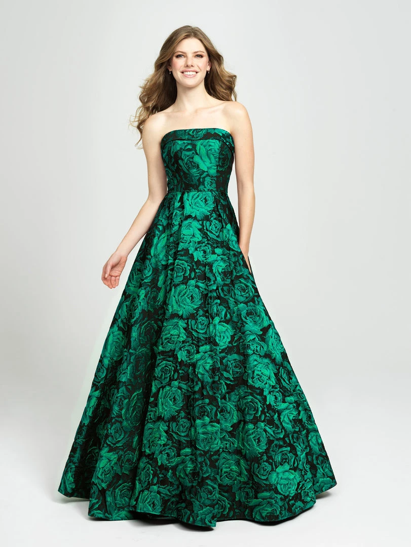 Madison James - 19-124 Strapless Floral Brocade Evening Gown Formal Gowns 6 Madison James - 19-124 Strapless Floral Brocade Evening Gown Formal Gowns