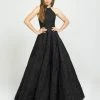 Madison James - 19-125 Halter Strappy Back Floral Brocade Evening Gown Formal Gowns 2 Madison James - 19-125 Halter Strappy Back Floral Brocade Evening Gown Formal Gowns