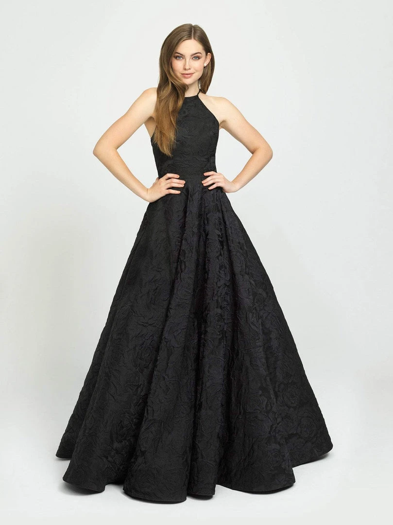 Madison James - 19-125 Halter Strappy Back Floral Brocade Evening Gown Formal Gowns 3 Madison James - 19-125 Halter Strappy Back Floral Brocade Evening Gown Formal Gowns