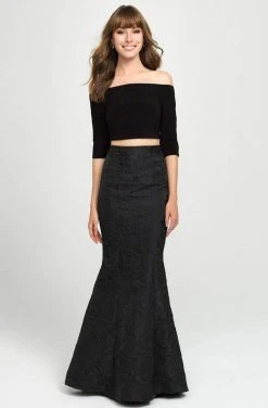 Madison James - 19-126 Quarter Sleeve Off Shoulder Floral Print Gown 11 Madison James - 19-126 Quarter Sleeve Off Shoulder Floral Print Gown