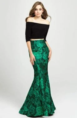 Madison James - 19-126 Quarter Sleeve Off Shoulder Floral Print Gown 9 Madison James - 19-126 Quarter Sleeve Off Shoulder Floral Print Gown