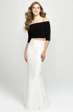 Madison James - 19-126 Quarter Sleeve Off Shoulder Floral Print Gown 10 Madison James - 19-126 Quarter Sleeve Off Shoulder Floral Print Gown