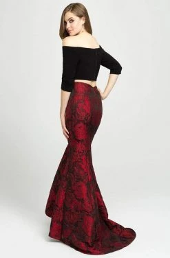 Madison James - 19-126 Quarter Sleeve Off Shoulder Floral Print Gown 8 Madison James - 19-126 Quarter Sleeve Off Shoulder Floral Print Gown