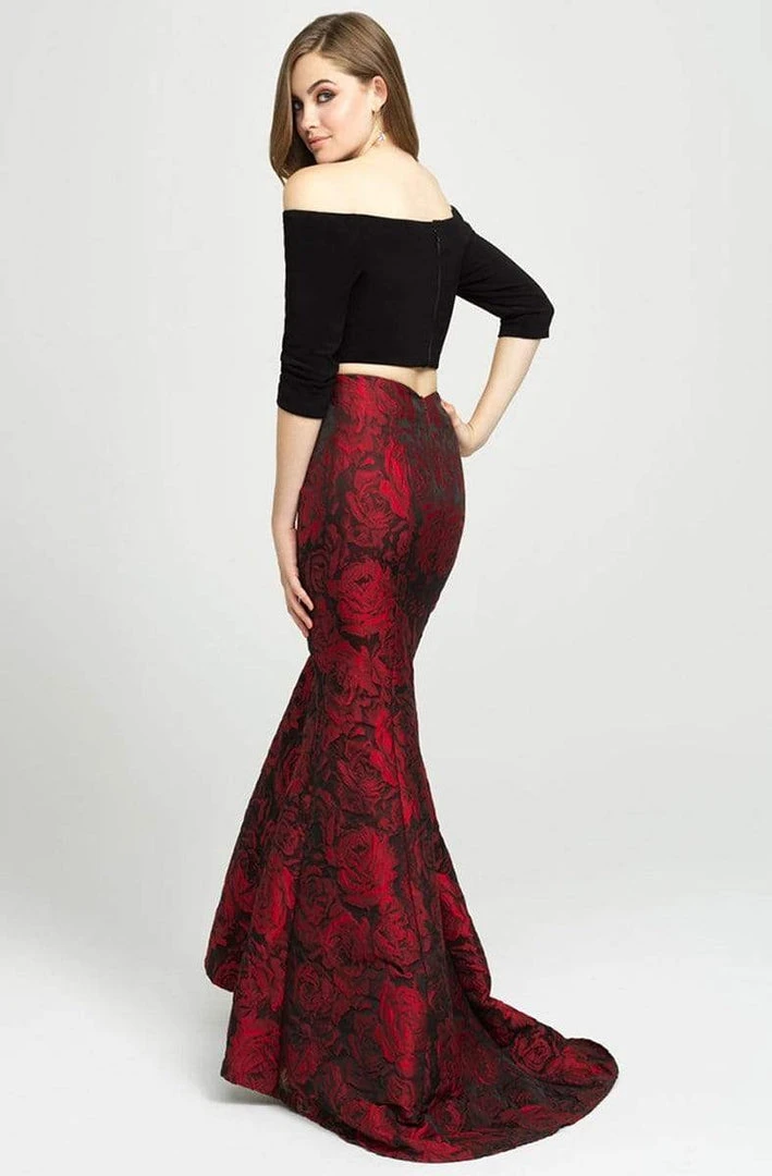 Madison James - 19-126 Quarter Sleeve Off Shoulder Floral Print Gown 4 Madison James - 19-126 Quarter Sleeve Off Shoulder Floral Print Gown