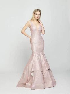 Formal Gowns Madison James - 19-132 Sparkle Net Deep V-neck Mermaid Dress 7 Formal Gowns Madison James - 19-132 Sparkle Net Deep V-neck Mermaid Dress