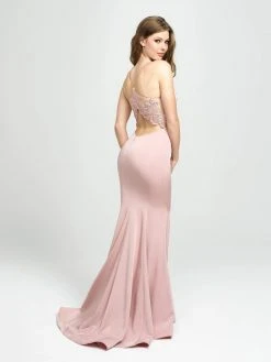 Madison James - 19-135 Jeweled Lace Plunging Mermaid Gown