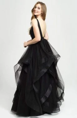 Formal Gowns Madison James - 19-138 Plunging V-Neck Ruffled Ballgown
