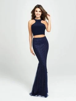 Formal Gowns Madison James - 19-141 Two Piece Halter Sheath Dress