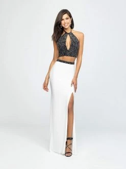 Formal Gowns Madison James - 19-143 Two Piece Halter Open Back Gown