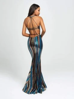 Formal Gowns Madison James - 19-148 Multicolored Sequined Halter Trumpet Dress