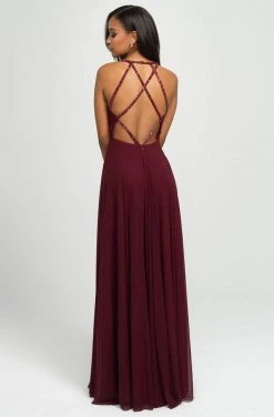 Madison James - 19-152 Illusion Plunging Sparkling Straps A-Line Gown Formal Gowns