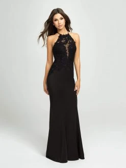 Madison James - 19-153 Strappy Embroidered Halter Dress Formal Gowns