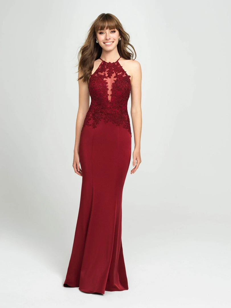 Madison James - 19-153 Strappy Embroidered Halter Dress Formal Gowns 5 Madison James - 19-153 Strappy Embroidered Halter Dress Formal Gowns