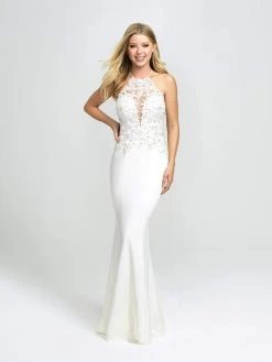 Madison James - 19-153 Strappy Embroidered Halter Dress Formal Gowns 10 Madison James - 19-153 Strappy Embroidered Halter Dress Formal Gowns