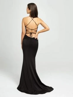 Madison James - 19-153 Strappy Embroidered Halter Dress Formal Gowns