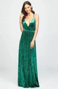 Madison James - 19-156 Plunging V-Neck A-Line Dress