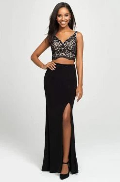 Madison James - 19-159 Two Piece Embroidered V-Neck Dress Formal Gowns