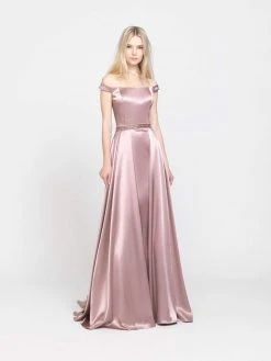 Formal Gowns Madison James - 19-161 Off Shoulder Satin Overskirt Gown