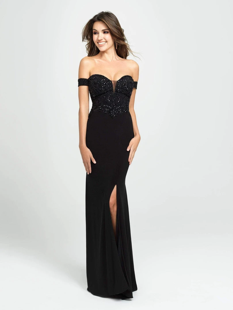 Madison James - 19-162 Beaded Off-Shoulder Gown With Slit 3 Madison James - 19-162 Beaded Off-Shoulder Gown With Slit