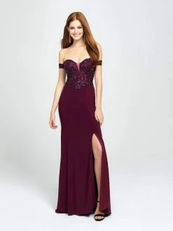 Madison James - 19-162 Beaded Off-Shoulder Gown With Slit 11 Madison James - 19-162 Beaded Off-Shoulder Gown With Slit