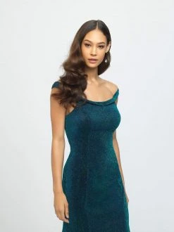 Madison James - 19-164 Shimmer Knit Off-Shoulder Trumpet Dress Formal Gowns