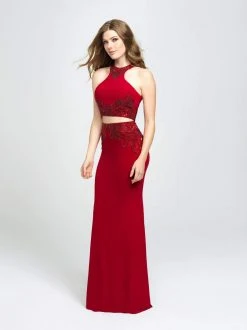 Madison James - 19-165 Beaded Two Piece Sheath Evening Gown Formal Gowns