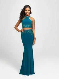 Madison James - 19-165 Beaded Two Piece Sheath Evening Gown Formal Gowns