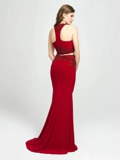 Madison James - 19-165 Beaded Two Piece Sheath Evening Gown Formal Gowns