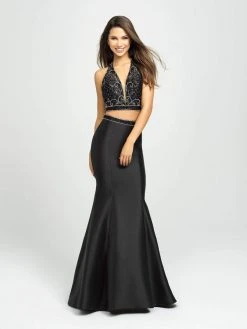 Madison James - 19-166 Two Piece Plunging Halter Mermaid Gown
