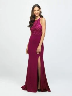 Madison James - 19-168 Beaded Embroidered Halter Evening Dress Formal Gowns 9 Madison James - 19-168 Beaded Embroidered Halter Evening Dress Formal Gowns