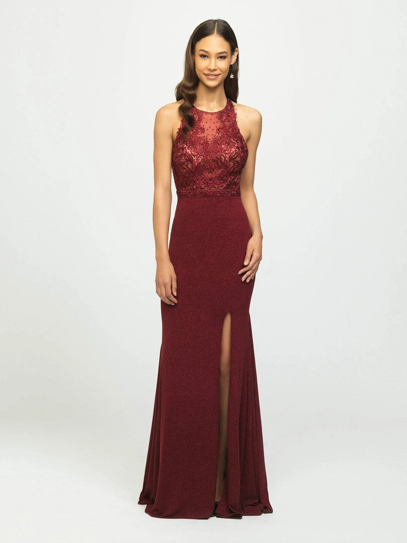Madison James - 19-168 Beaded Embroidered Halter Evening Dress Formal Gowns 3 Madison James - 19-168 Beaded Embroidered Halter Evening Dress Formal Gowns