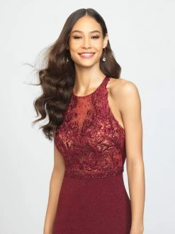 Madison James - 19-168 Beaded Embroidered Halter Evening Dress Formal Gowns 10 Madison James - 19-168 Beaded Embroidered Halter Evening Dress Formal Gowns