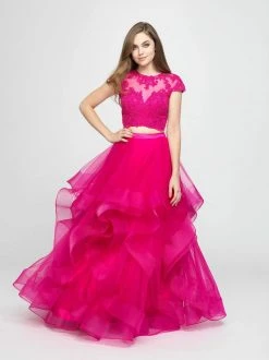 Madison James - 19-169 Two Piece Embroidered Ruffled Gown Formal Gowns
