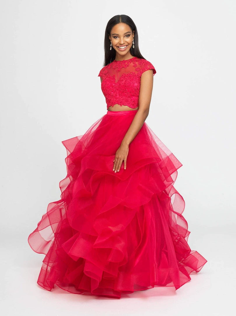Madison James - 19-169 Two Piece Embroidered Ruffled Gown Formal Gowns 4 Madison James - 19-169 Two Piece Embroidered Ruffled Gown Formal Gowns