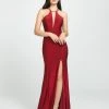 Madison James - 19-170 Strappy Halter Gown With Slit Formal Gowns