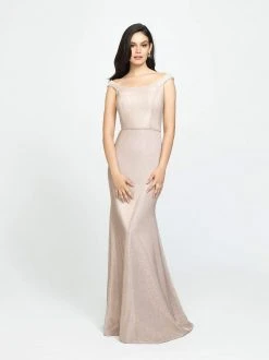 Madison James - 19-175 Glitter Jersey Trumpet Dress With Train Formal Gowns
