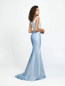 Madison James - 19-175 Glitter Jersey Trumpet Dress With Train Formal Gowns