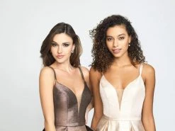 Formal Gowns Madison James - 19-176 Deep V-neck Glitter Mikado A-line Dress