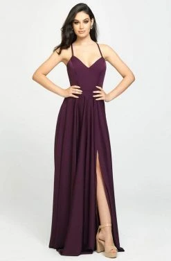 Madison James - 19-178 V-Neck Sleeveless Stretch Satin A-Line Gown