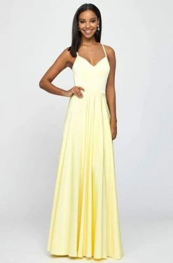 Madison James - 19-178 V-Neck Sleeveless Stretch Satin A-Line Gown