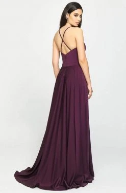Madison James - 19-178 V-Neck Sleeveless Stretch Satin A-Line Gown