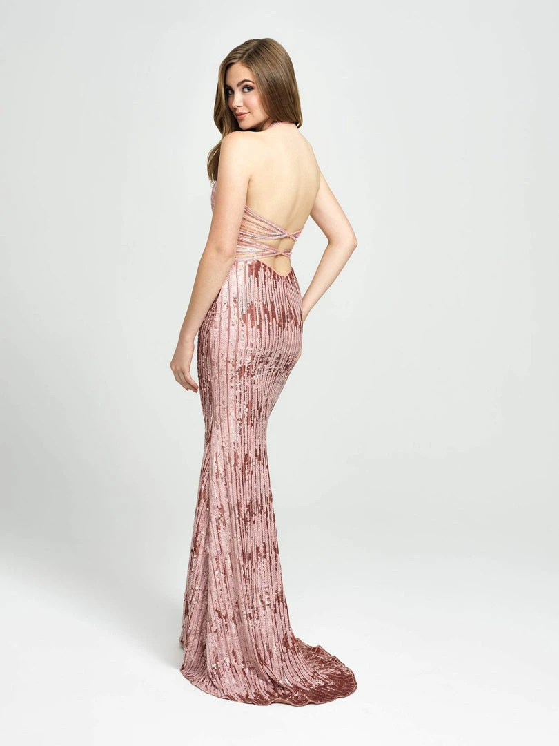 Madison James - 19-179 Sequined Halter Trumpet Dress Formal Gowns 4 Madison James - 19-179 Sequined Halter Trumpet Dress Formal Gowns