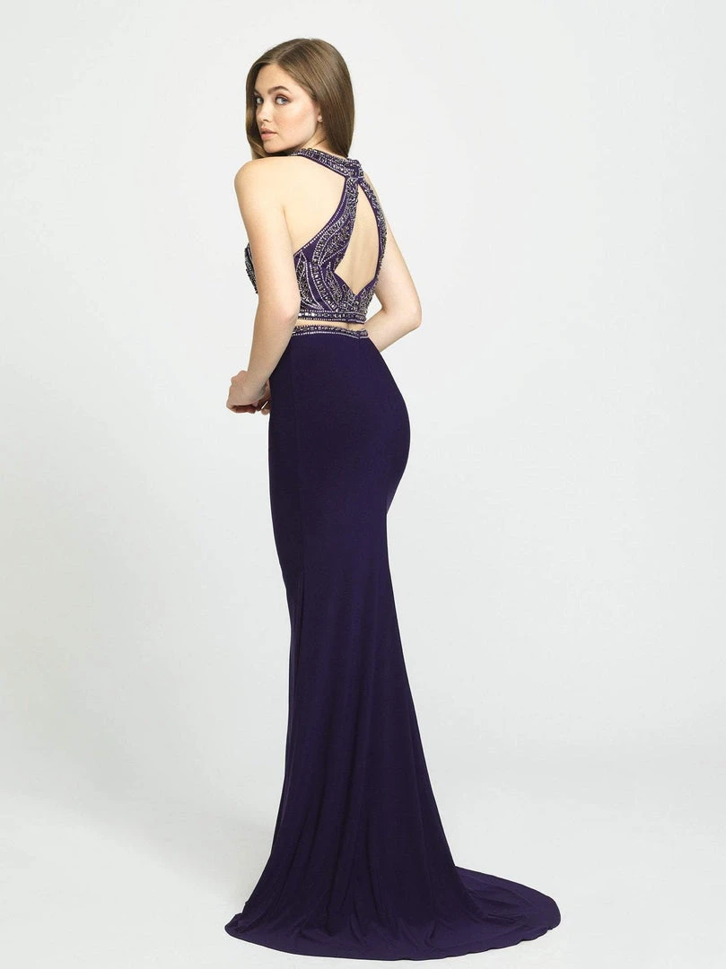 Madison James - 19-180 Two Piece Beaded Halter Jersey Trumpet Dress Formal Gowns 6 Madison James - 19-180 Two Piece Beaded Halter Jersey Trumpet Dress Formal Gowns