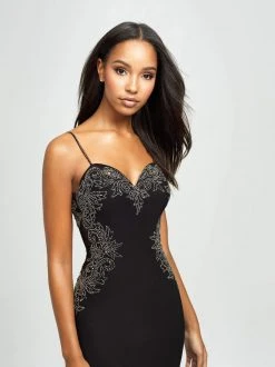 Formal Gowns Madison James - 19-182 Intricate Floral Beaded Illusion Midriff Gown