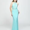 Madison James - 19-184 Lace Halter Stretch Satin Trumpet Dress Formal Gowns 1 Madison James - 19-184 Lace Halter Stretch Satin Trumpet Dress Formal Gowns